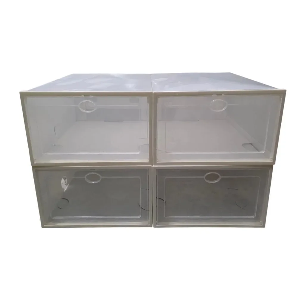 Stackable White Interlocking Shoe Storage Organizer